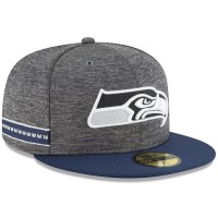 Men's Seattle Seahawks New Era Heather Gray/Navy 2018 NFL Sideline Home Graphite 59FIFTY Fitted Hat 3058418